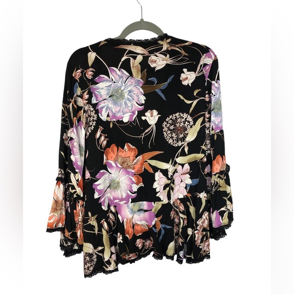 Knox Rose Women’s Jacket Floral Lace Loose Fit Tie Closure Ruffles Comfy - Picture 2 of 8